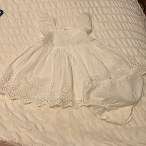 White eyelet baby dress